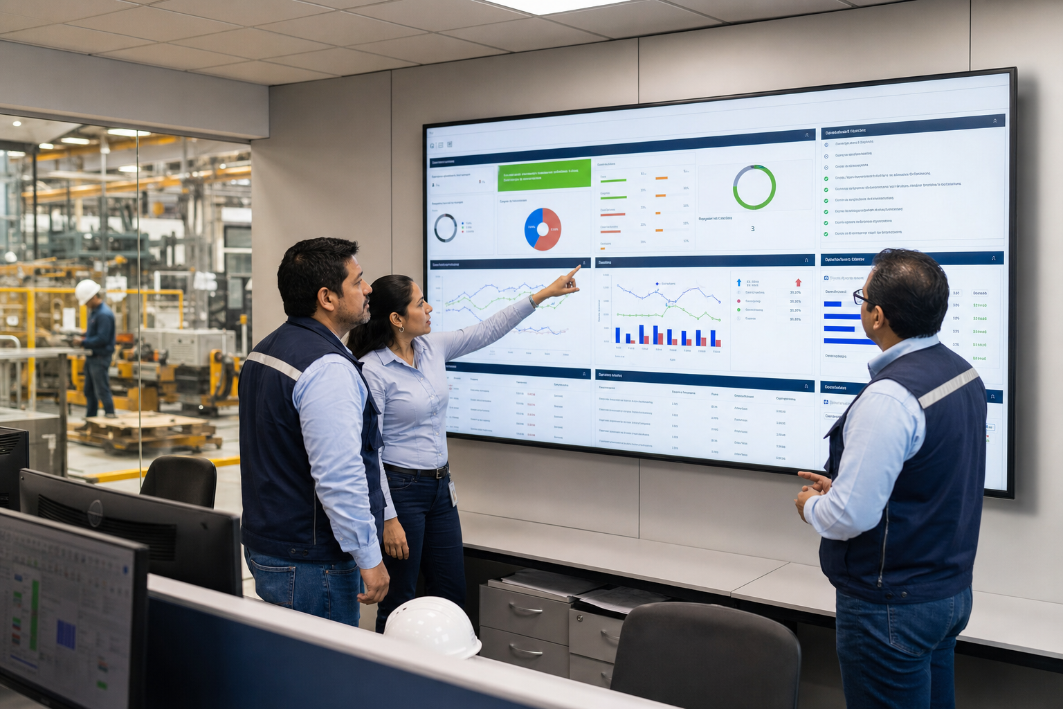 Latin American Manufacturing Control Room with QMS Dashboard