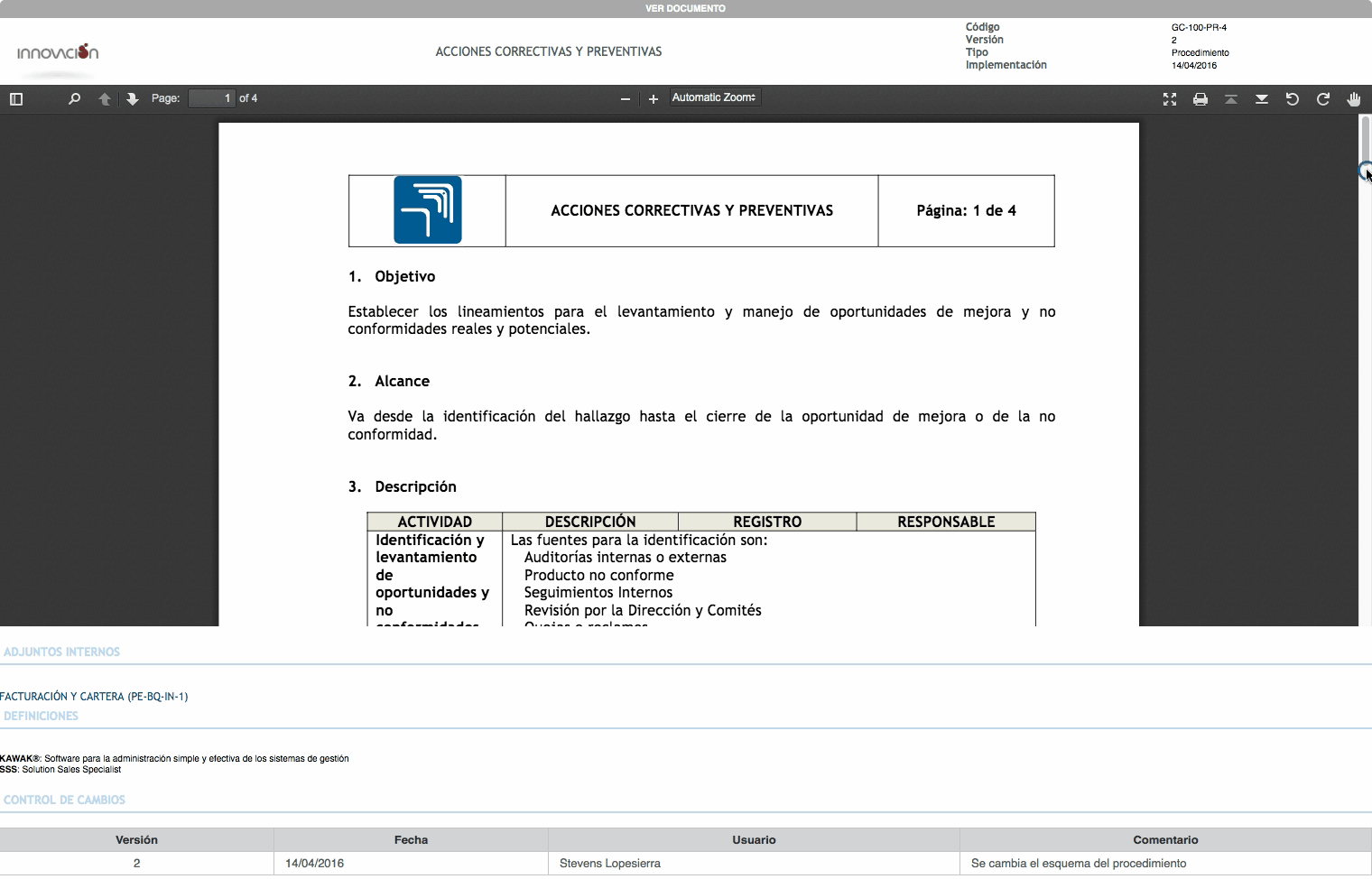 Acciones correctivas ISO 9004