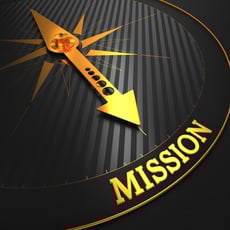 Mission - Business Concept. Golden Compass Needle on a Black Field Pointing to the Word Mission.-2