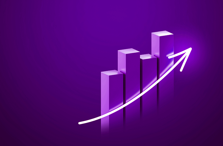 barras tridimensionales alusivas a grafico de barras con flecha ascendente sectores de emprendimiento en crecimiento