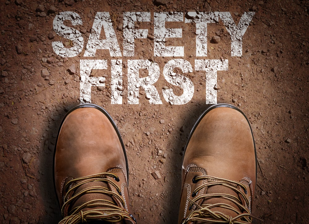 Top View of Boot on the trail with the text Safety First-3
